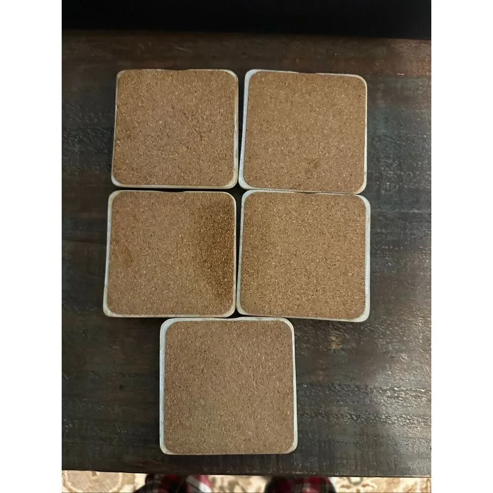 Mud Pie Holiday Gather Pumpkin Tile Resin Coasters Set of 5
